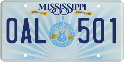 MS license plate OAL501