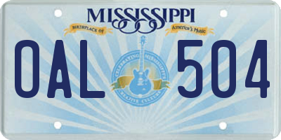 MS license plate OAL504