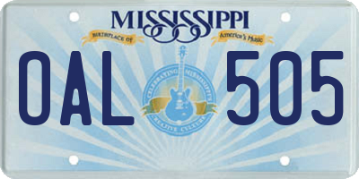 MS license plate OAL505