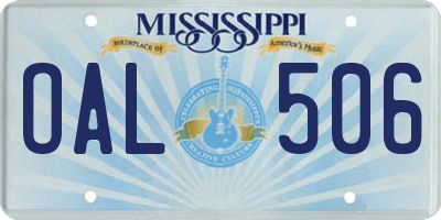 MS license plate OAL506