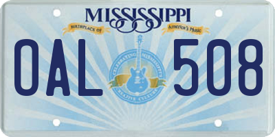 MS license plate OAL508