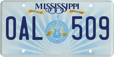 MS license plate OAL509