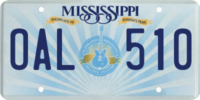 MS license plate OAL510