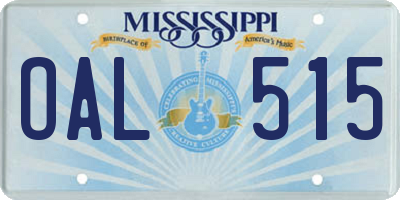 MS license plate OAL515