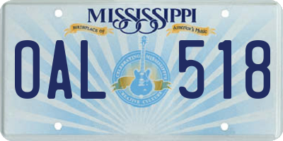 MS license plate OAL518