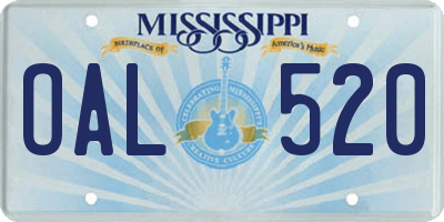 MS license plate OAL520