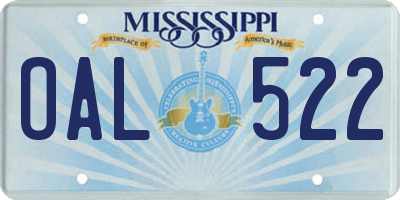 MS license plate OAL522