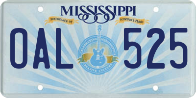 MS license plate OAL525