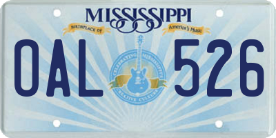 MS license plate OAL526