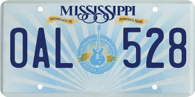 MS license plate OAL528