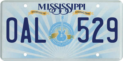 MS license plate OAL529