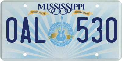 MS license plate OAL530