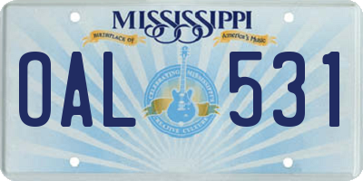 MS license plate OAL531