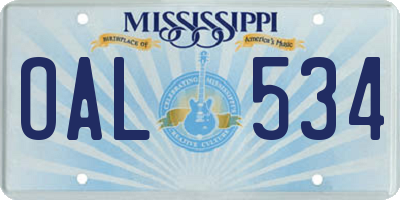 MS license plate OAL534