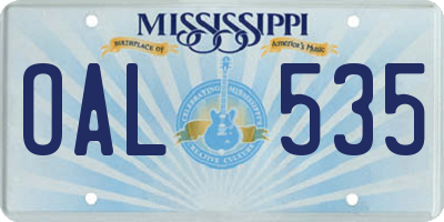 MS license plate OAL535