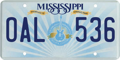 MS license plate OAL536