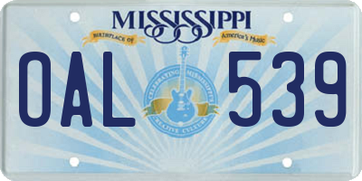 MS license plate OAL539