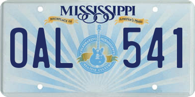 MS license plate OAL541
