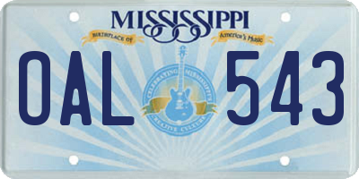 MS license plate OAL543