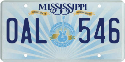 MS license plate OAL546