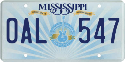 MS license plate OAL547
