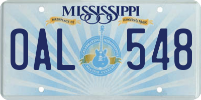 MS license plate OAL548