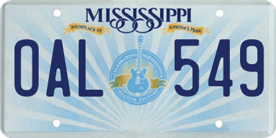 MS license plate OAL549