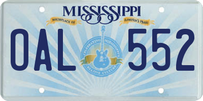 MS license plate OAL552