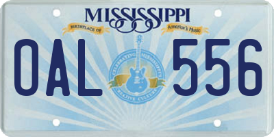 MS license plate OAL556