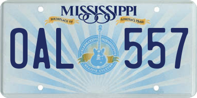 MS license plate OAL557