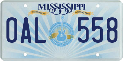 MS license plate OAL558