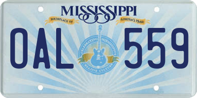 MS license plate OAL559