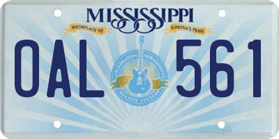 MS license plate OAL561