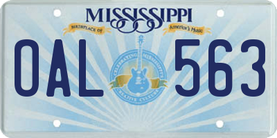 MS license plate OAL563