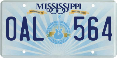 MS license plate OAL564