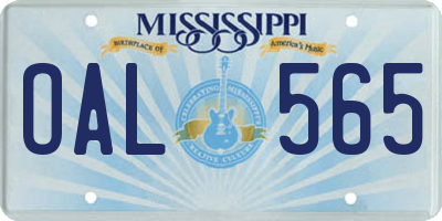 MS license plate OAL565