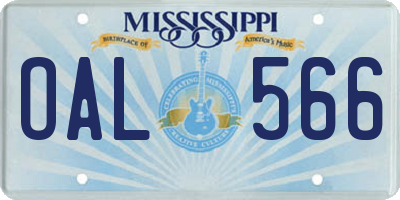 MS license plate OAL566