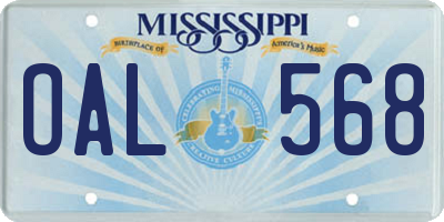 MS license plate OAL568