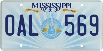 MS license plate OAL569