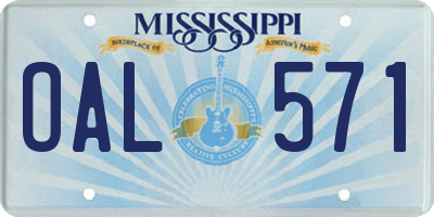 MS license plate OAL571