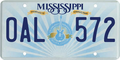 MS license plate OAL572
