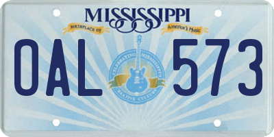 MS license plate OAL573