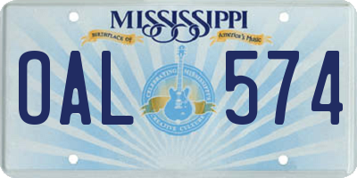 MS license plate OAL574