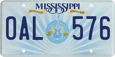 MS license plate OAL576