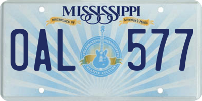 MS license plate OAL577