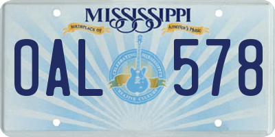 MS license plate OAL578