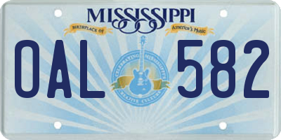 MS license plate OAL582