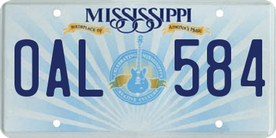 MS license plate OAL584