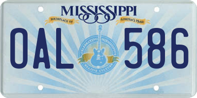 MS license plate OAL586