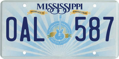 MS license plate OAL587